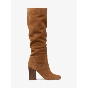 Michael Kors Slouchy Suede Round Toe Heeled Pull-on Leigh Boots Luggage Size 10